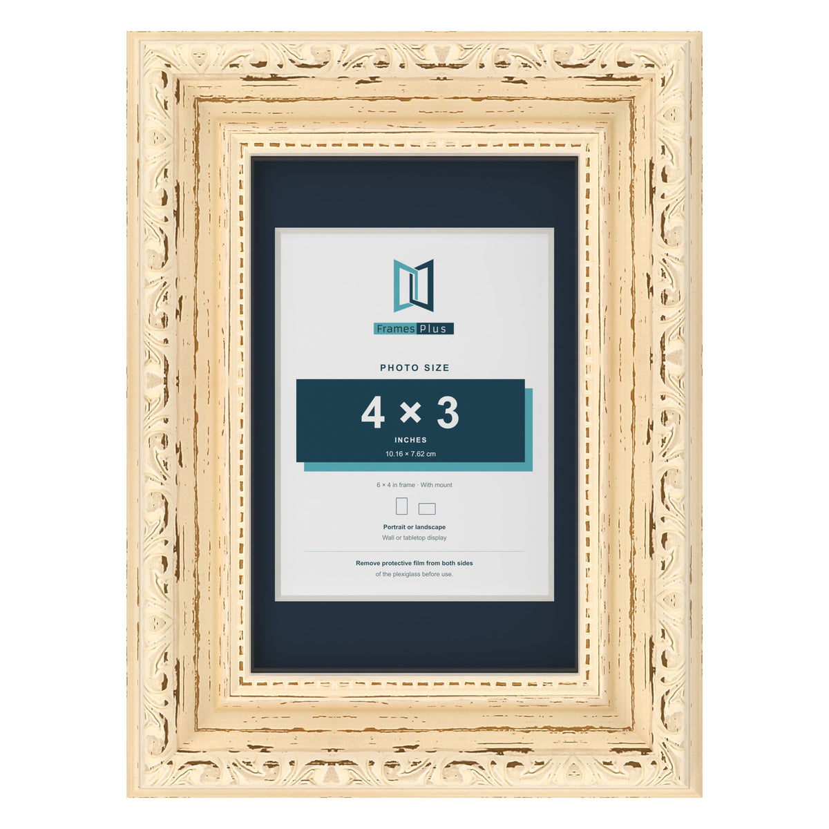 Louis Range Cream Picture, Photo & Poster Frame with Pacific Blue Mount - 6x4" Frame for 4x3" Photo, Cream
