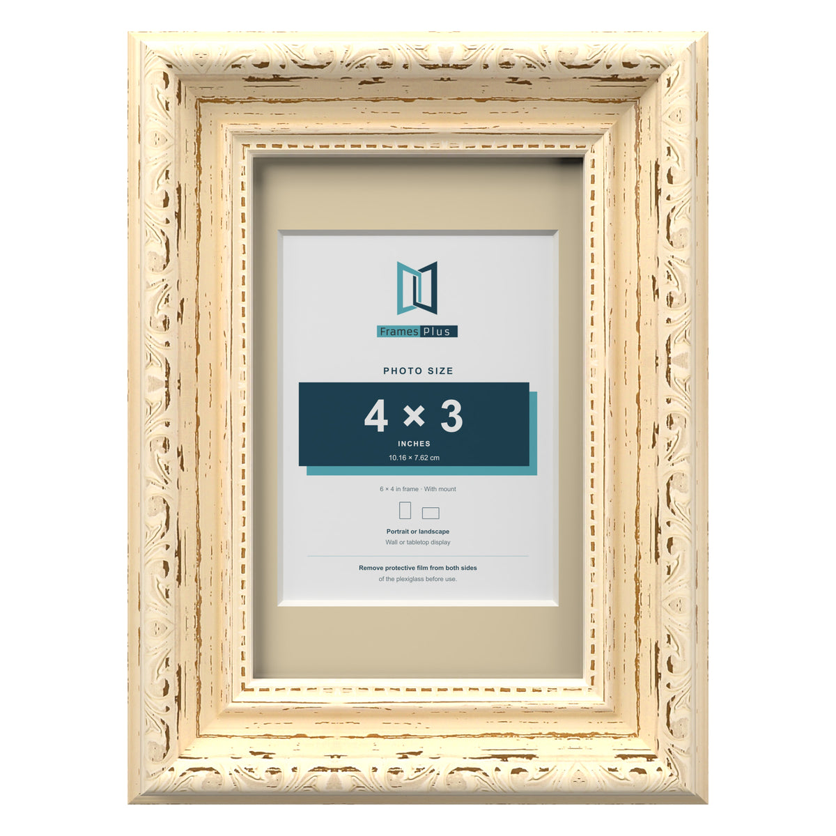 Louis Range Cream Picture, Photo & Poster Frame with Ivory Mount - 6x4" Frame for 4x3" Photo, Cream