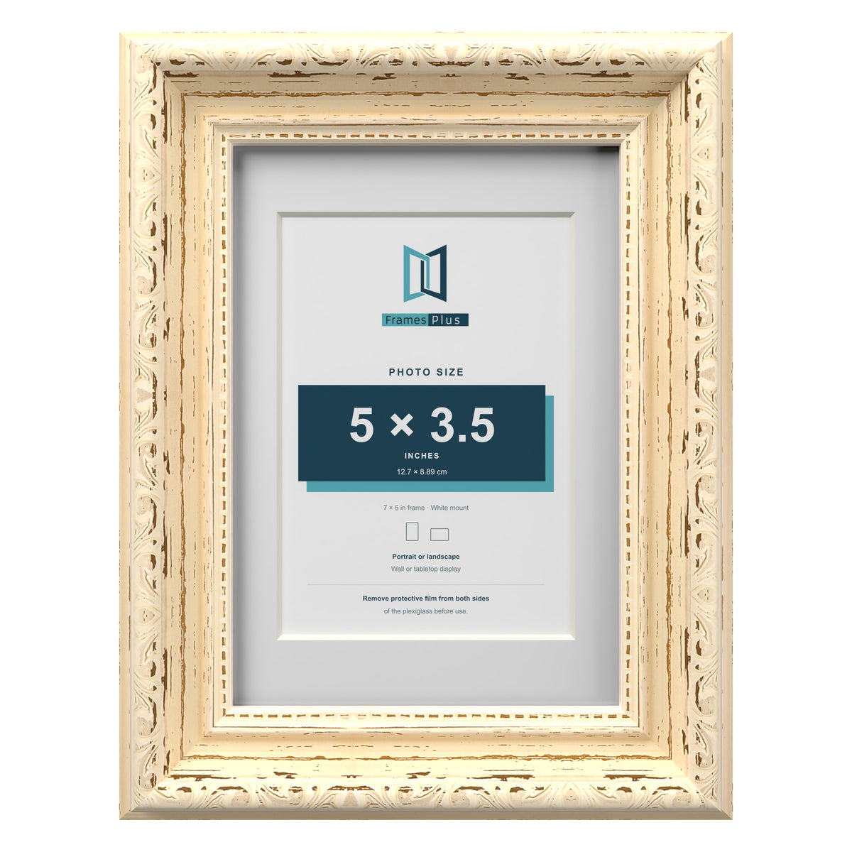 Louis Range Cream Picture, Photo & Poster Frame with White Mount - 7x5" Frame for 5x3.5" Photo, Cream