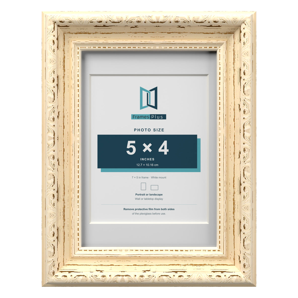 Louis Range Cream Picture, Photo & Poster Frame with White Mount - 7x5" Frame for 5x4" Photo, Cream