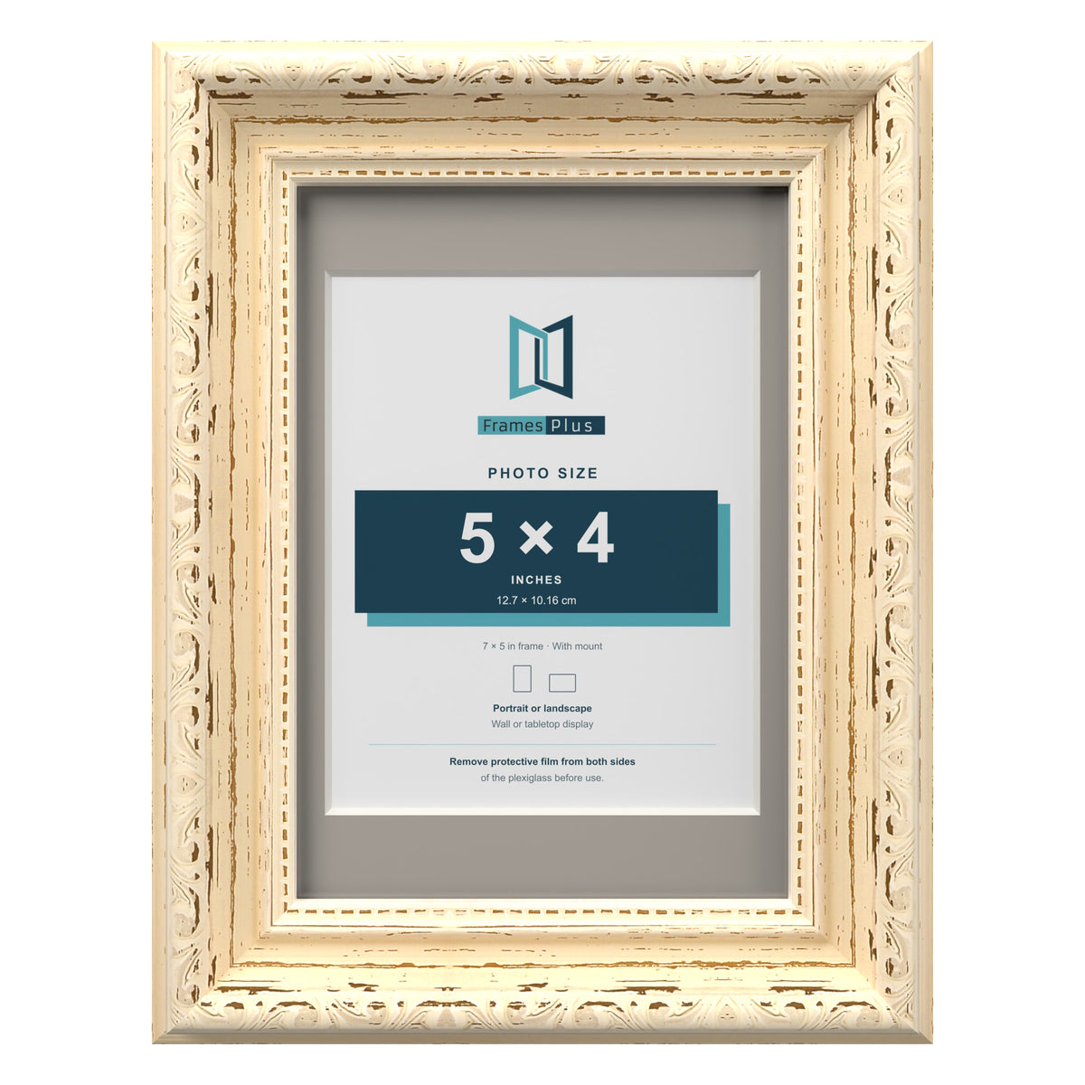 Louis Range Cream Picture, Photo & Poster Frame with Dawn Grey Mount - 7x5" Frame for 5x4" Photo, Cream