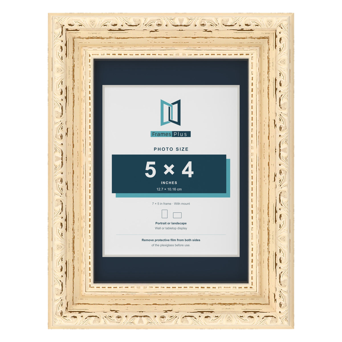 Louis Range Cream Picture, Photo & Poster Frame with Pacific Blue Mount - 7x5" Frame for 5x4" Photo, Cream
