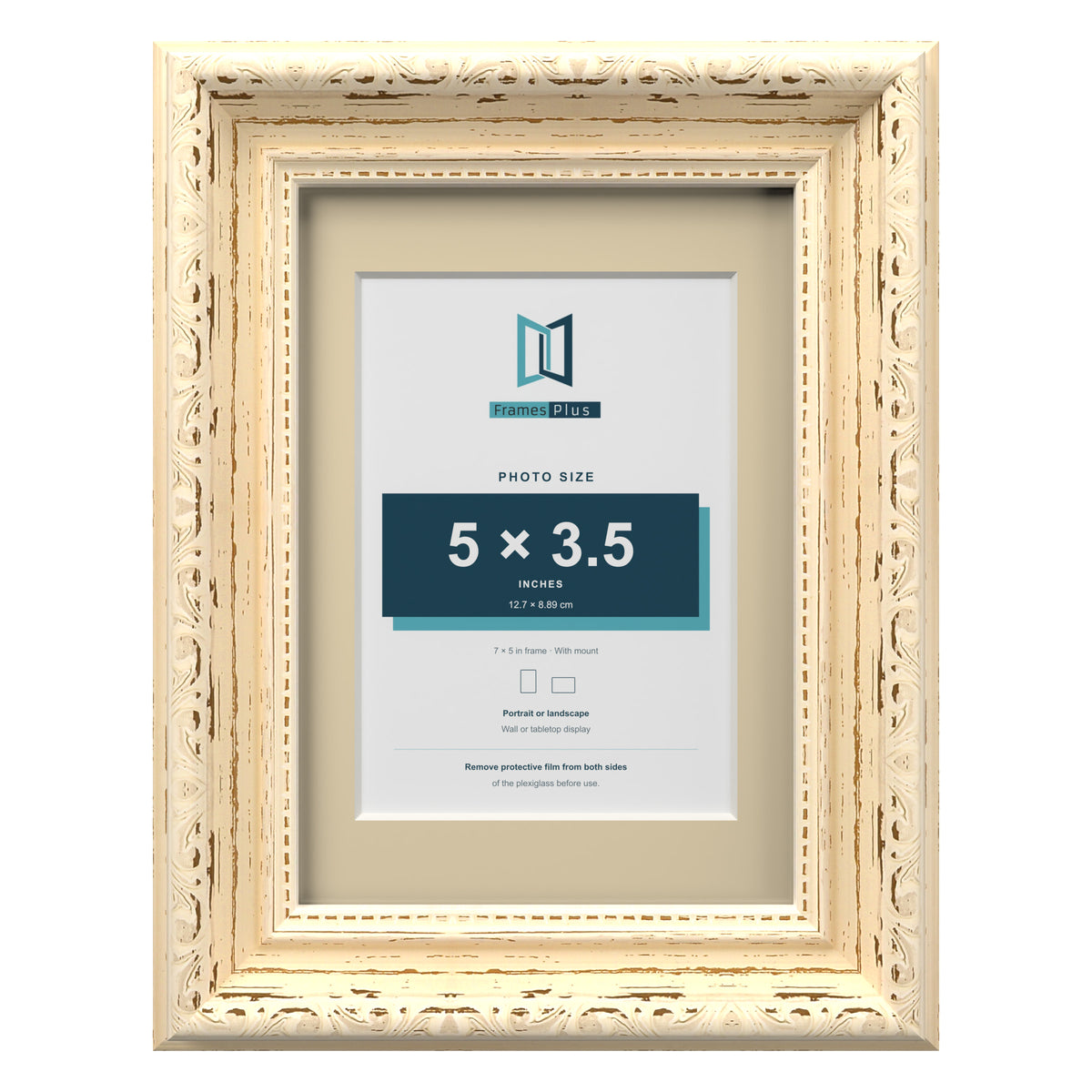 Louis Range Cream Picture, Photo & Poster Frame with Ivory Mount - 7x5" Frame for 5x3.5" Photo, Cream