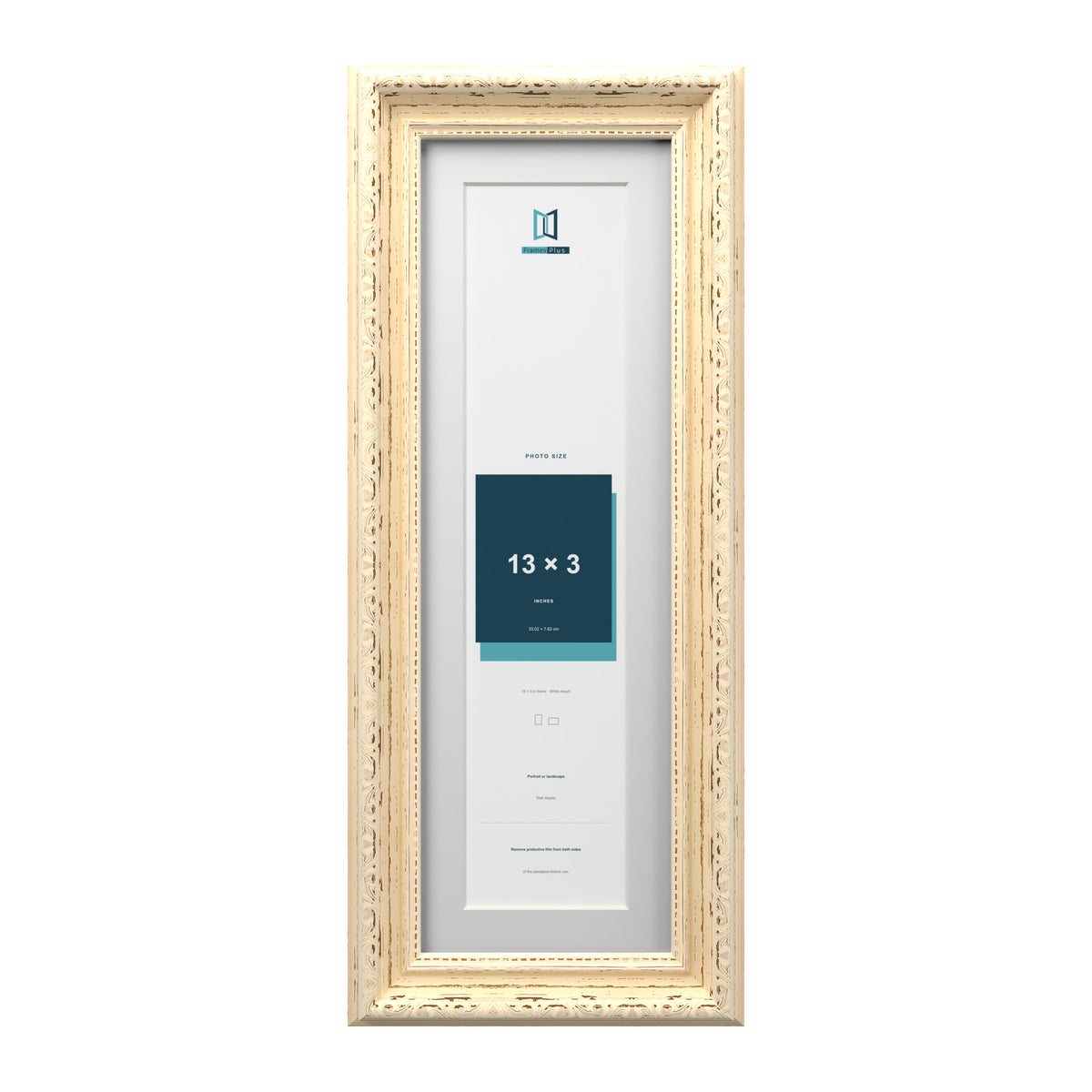 Louis Range Cream Picture, Photo & Poster Frame with White Mount - 15x5" Frame for 13x3" Photo, Cream