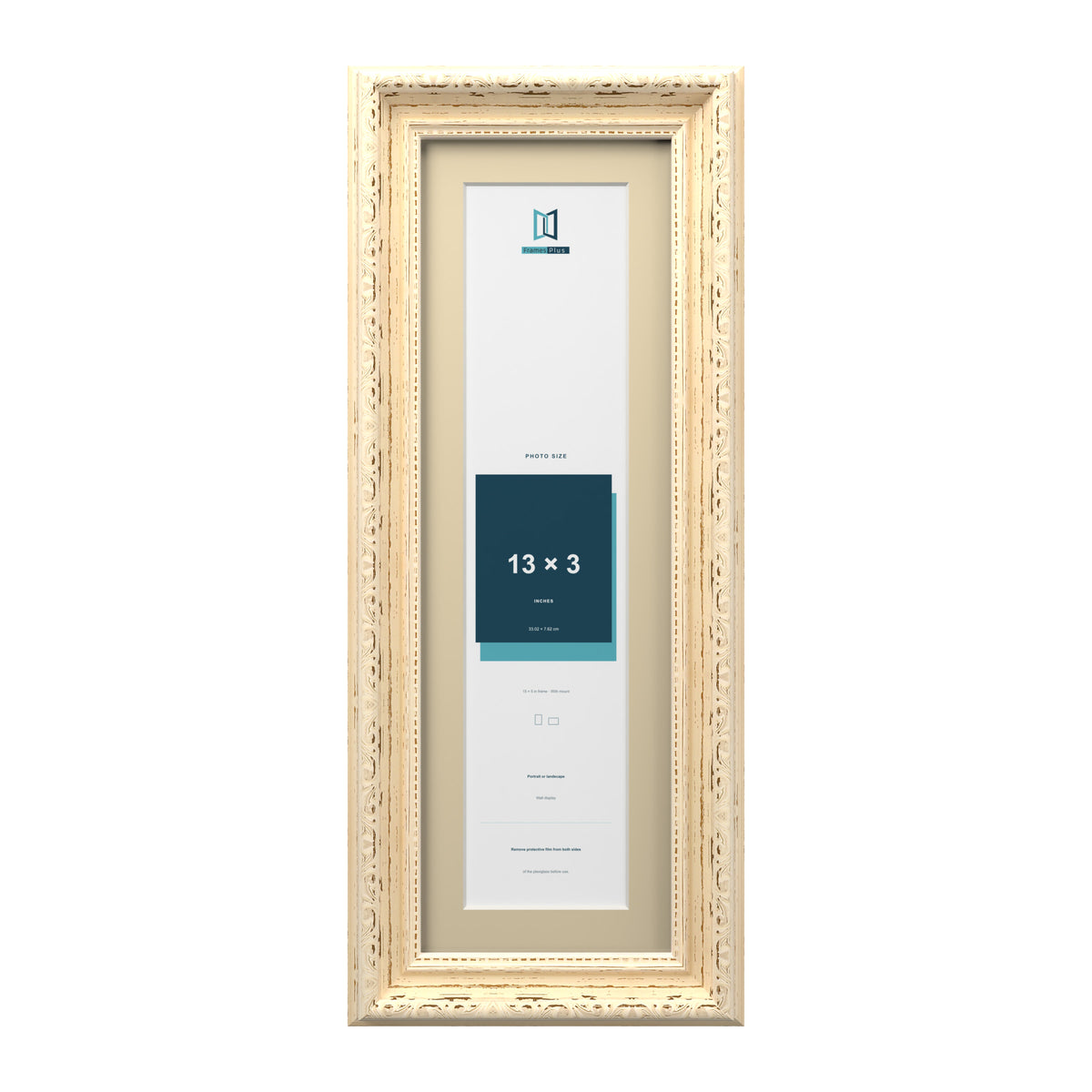 Louis Range Cream Picture, Photo & Poster Frame with Ivory Mount - 15x5" Frame for 13x3" Photo, Cream