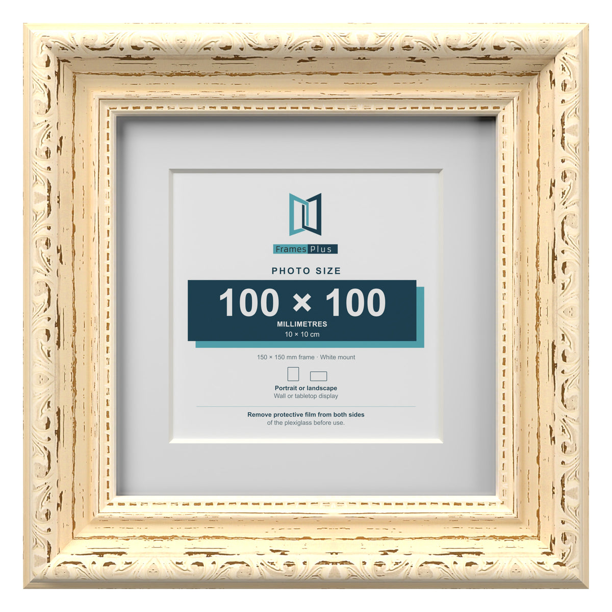 Louis Range Cream Picture, Photo & Poster Frame with White Mount - 15x15cm Frame for 10x10cm Photo, Cream