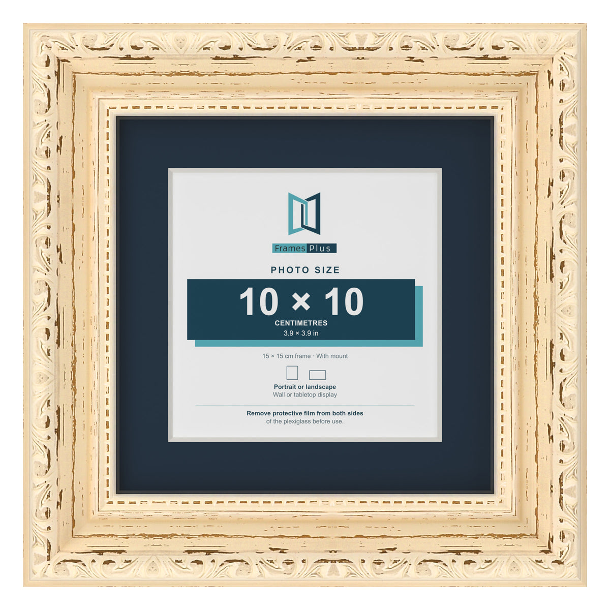 Louis Range Cream Picture, Photo & Poster Frame with Pacific Blue Mount - 15x15cm Frame for 10x10cm Photo, Cream