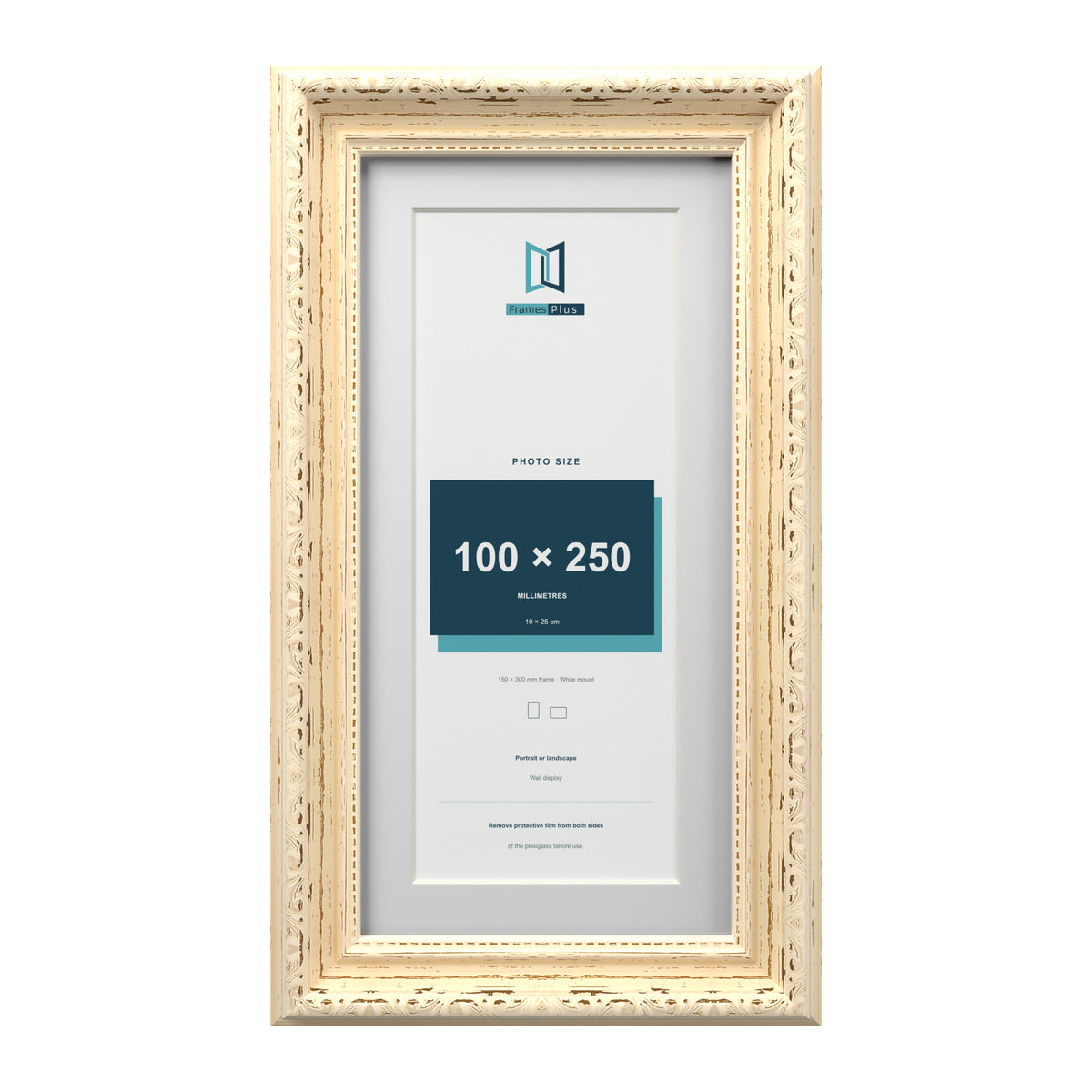 Louis Range Cream Picture, Photo & Poster Frame with White Mount - 30x15cm Frame for 25x10cm Photo, Cream