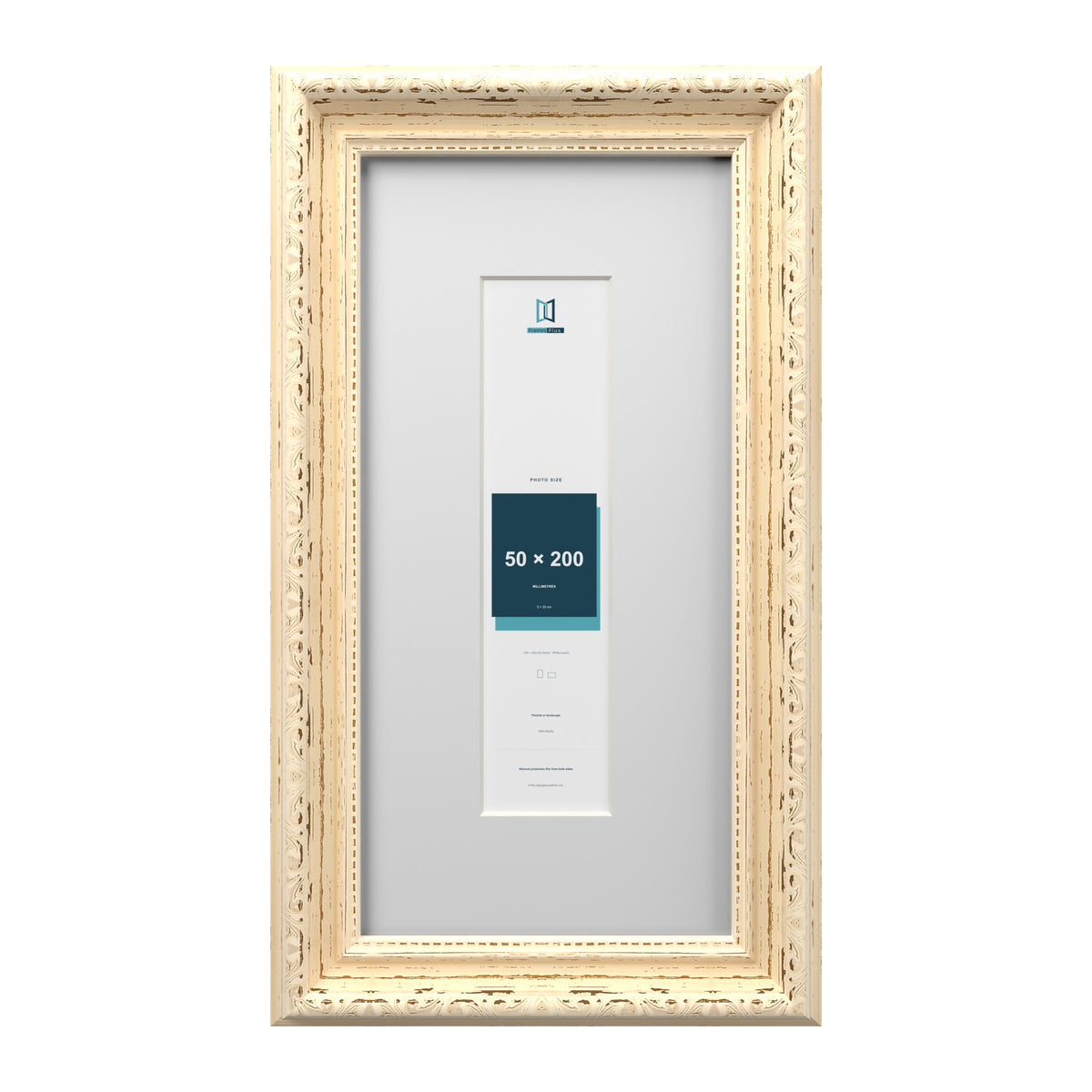 Louis Range Cream Picture, Photo & Poster Frame with White Mount - 30x15cm Frame for 20x5cm Photo, Cream