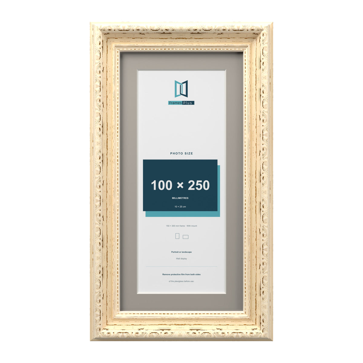 Louis Range Cream Picture, Photo & Poster Frame with Dawn Grey Mount - 30x15cm Frame for 25x10cm Photo, Cream