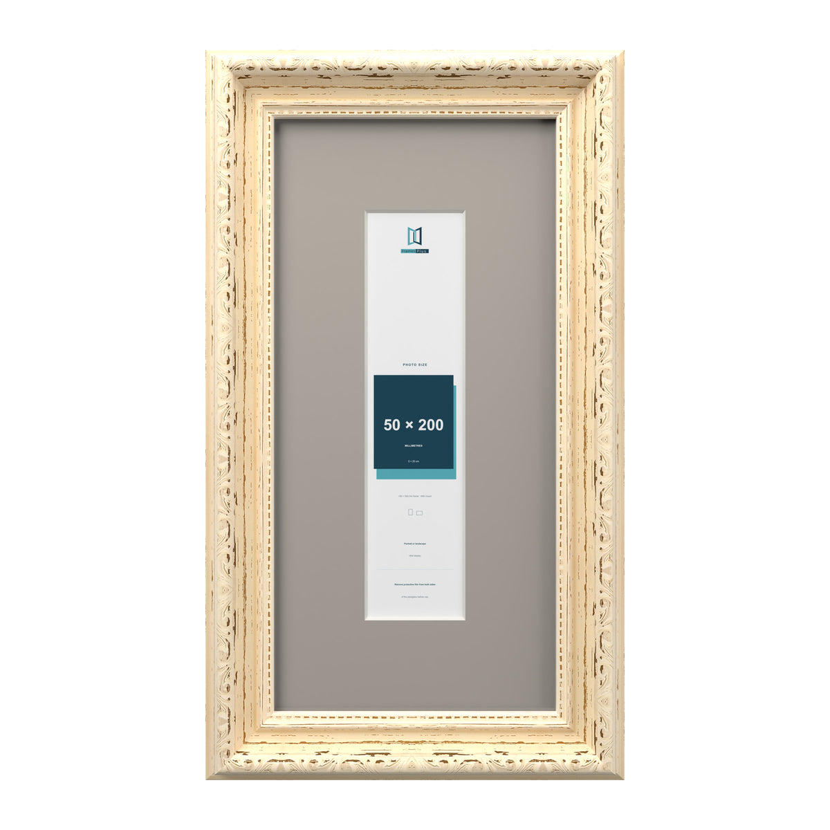 Louis Range Cream Picture, Photo & Poster Frame with Dawn Grey Mount - 30x15cm Frame for 20x5cm Photo, Cream