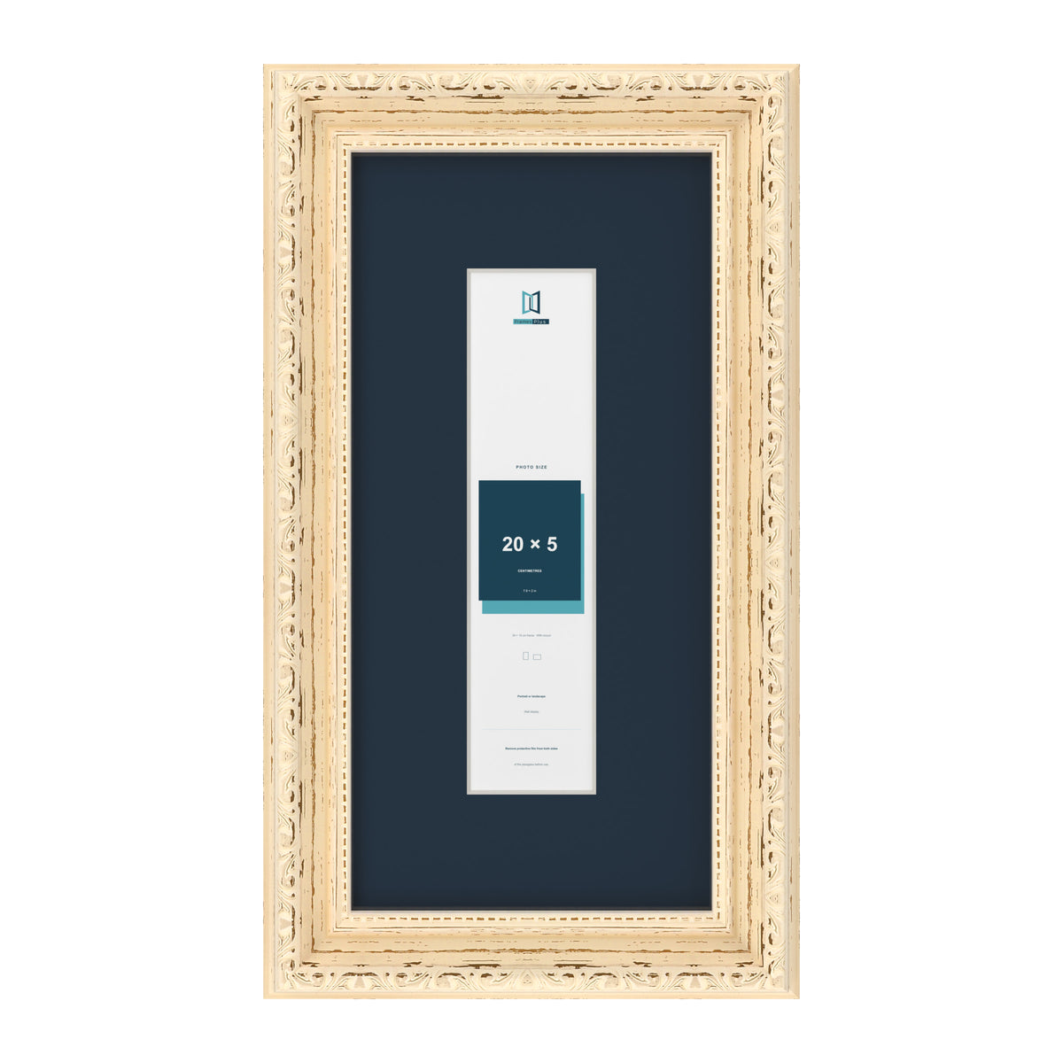 Louis Range Cream Picture, Photo & Poster Frame with Pacific Blue Mount - 30x15cm Frame for 20x5cm Photo, Cream