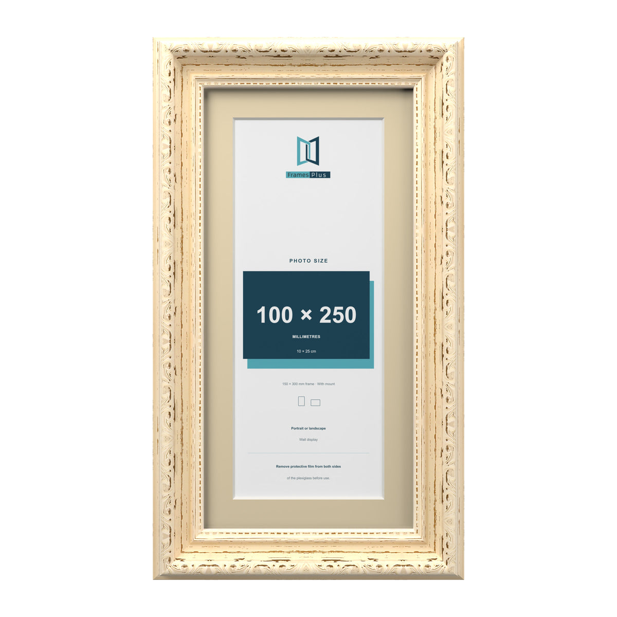 Louis Range Cream Picture, Photo & Poster Frame with Ivory Mount - 30x15cm Frame for 25x10cm Photo, Cream