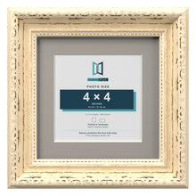 Louis Range Cream Picture, Photo & Poster Frame with Dawn Grey Mount - 6x6" Frame for 4x4" Photo, Cream