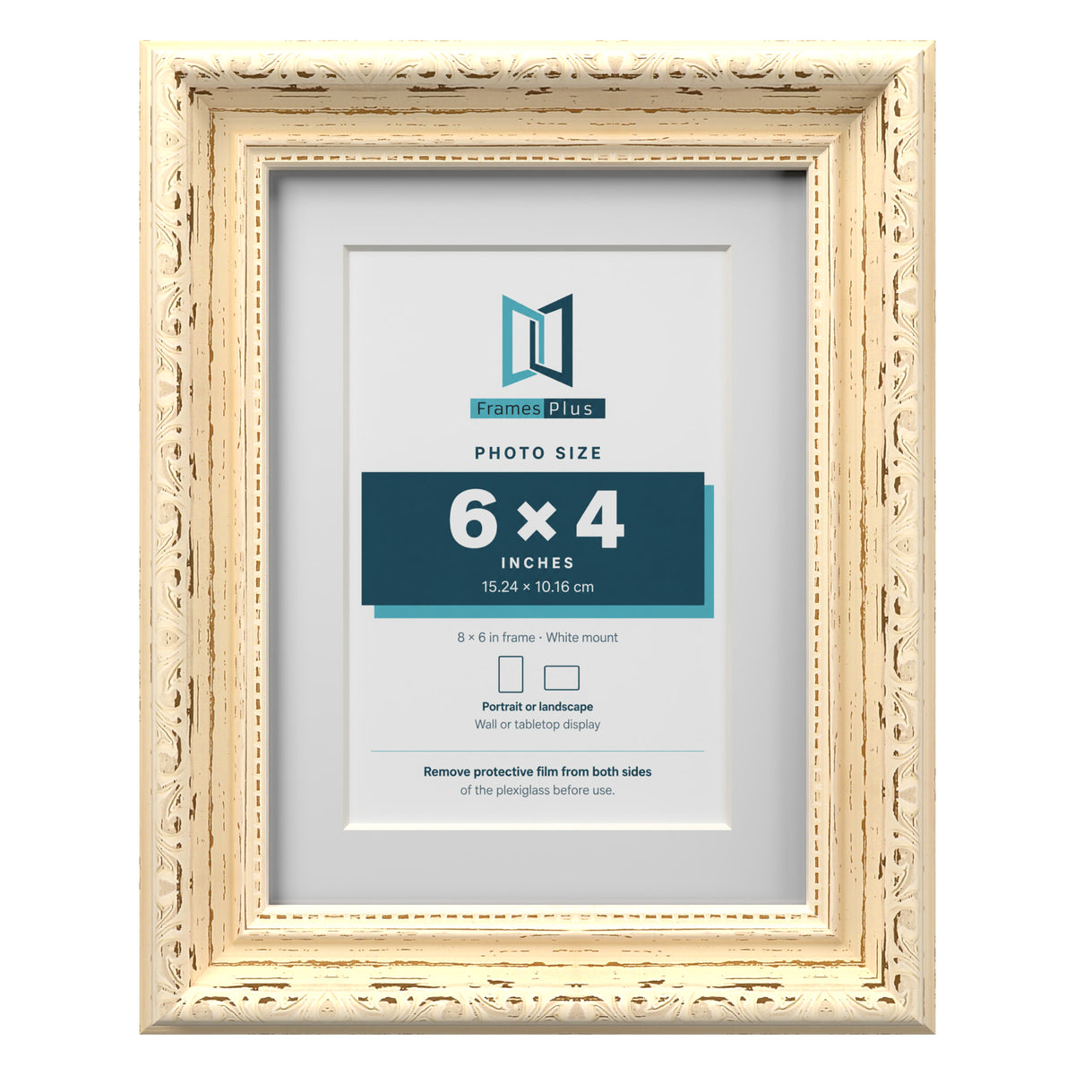 Louis Range Cream Picture, Photo & Poster Frame with White Mount - 8x6" Frame for 6x4" Photo, Cream