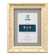 Louis Range Cream Picture, Photo & Poster Frame with Dawn Grey Mount - 8x6" Frame for 6x4" Photo, Cream
