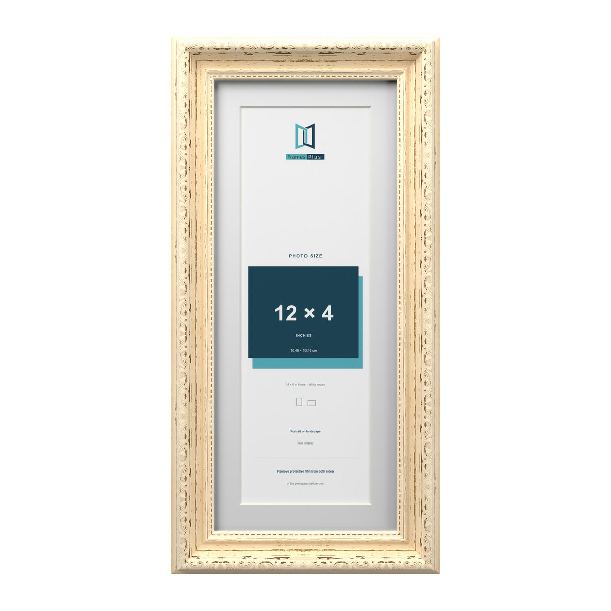 Louis Range Cream Picture, Photo & Poster Frame with White Mount - 14x6" Frame for 12x4" Photo, Cream