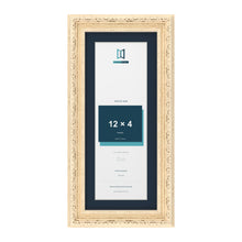 Louis Range Cream Picture, Photo & Poster Frame with Pacific Blue Mount - 14x6" Frame for 12x4" Photo, Cream