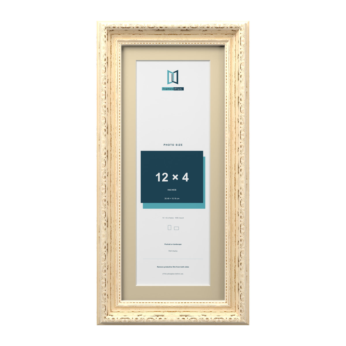 Louis Range Cream Picture, Photo & Poster Frame with Ivory Mount - 14x6" Frame for 12x4" Photo, Cream