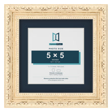 Louis Range Cream Picture, Photo & Poster Frame with Pacific Blue Mount - 7x7" Frame for 5x5" Photo, Cream