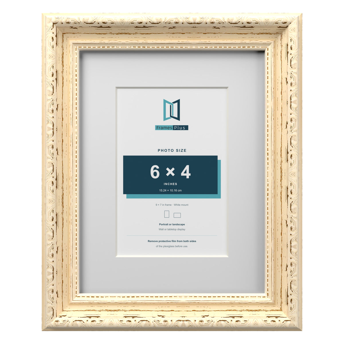 Louis Range Cream Picture, Photo & Poster Frame with White Mount - 9x7" Frame for 6x4" Photo, Cream