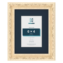 Louis Range Cream Picture, Photo & Poster Frame with Pacific Blue Mount - 9x7" Frame for 6x4" Photo, Cream