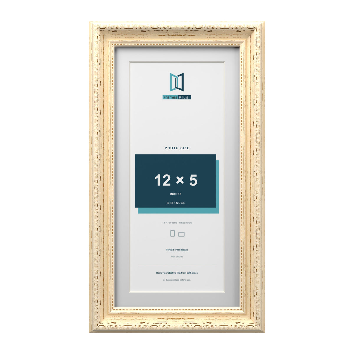 Louis Range Cream Picture, Photo & Poster Frame with White Mount - 14x7" Frame for 12x5" Photo, Cream