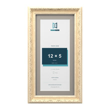 Louis Range Cream Picture, Photo & Poster Frame with Dawn Grey Mount - 14x7" Frame for 12x5" Photo, Cream