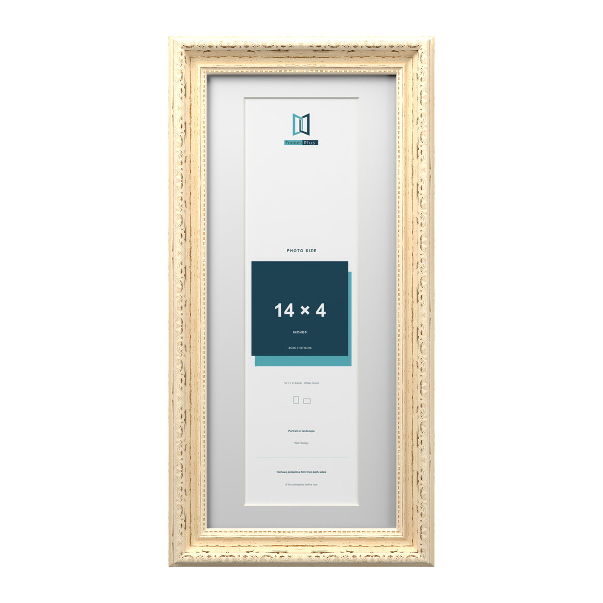 Louis Range Cream Picture, Photo & Poster Frame with White Mount - 16x7" Frame for 14x4" Photo, Cream