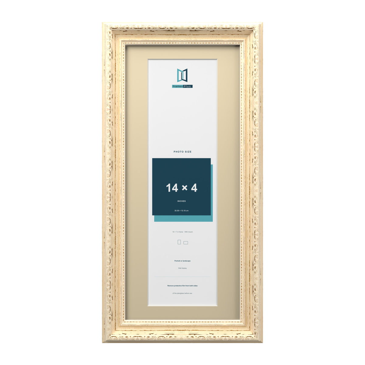 Louis Range Cream Picture, Photo & Poster Frame with Ivory Mount - 16x7" Frame for 14x4" Photo, Cream