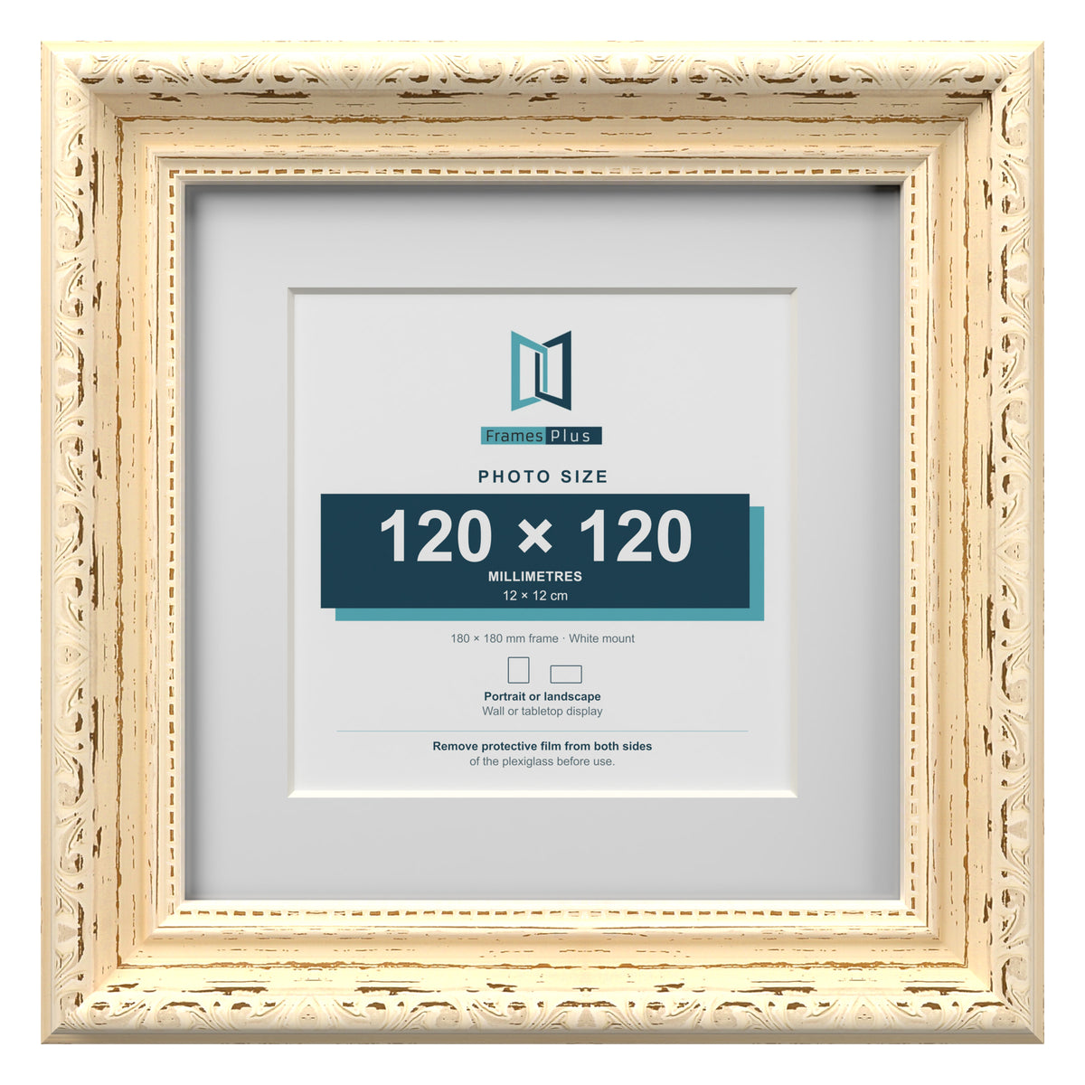 Louis Range Cream Picture, Photo & Poster Frame with White Mount - 18x18cm Frame for 12x12cm Photo, Cream