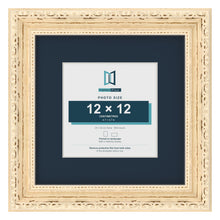 Louis Range Cream Picture, Photo & Poster Frame with Pacific Blue Mount - 20x20cm Frame for 12x12cm Photo, Cream