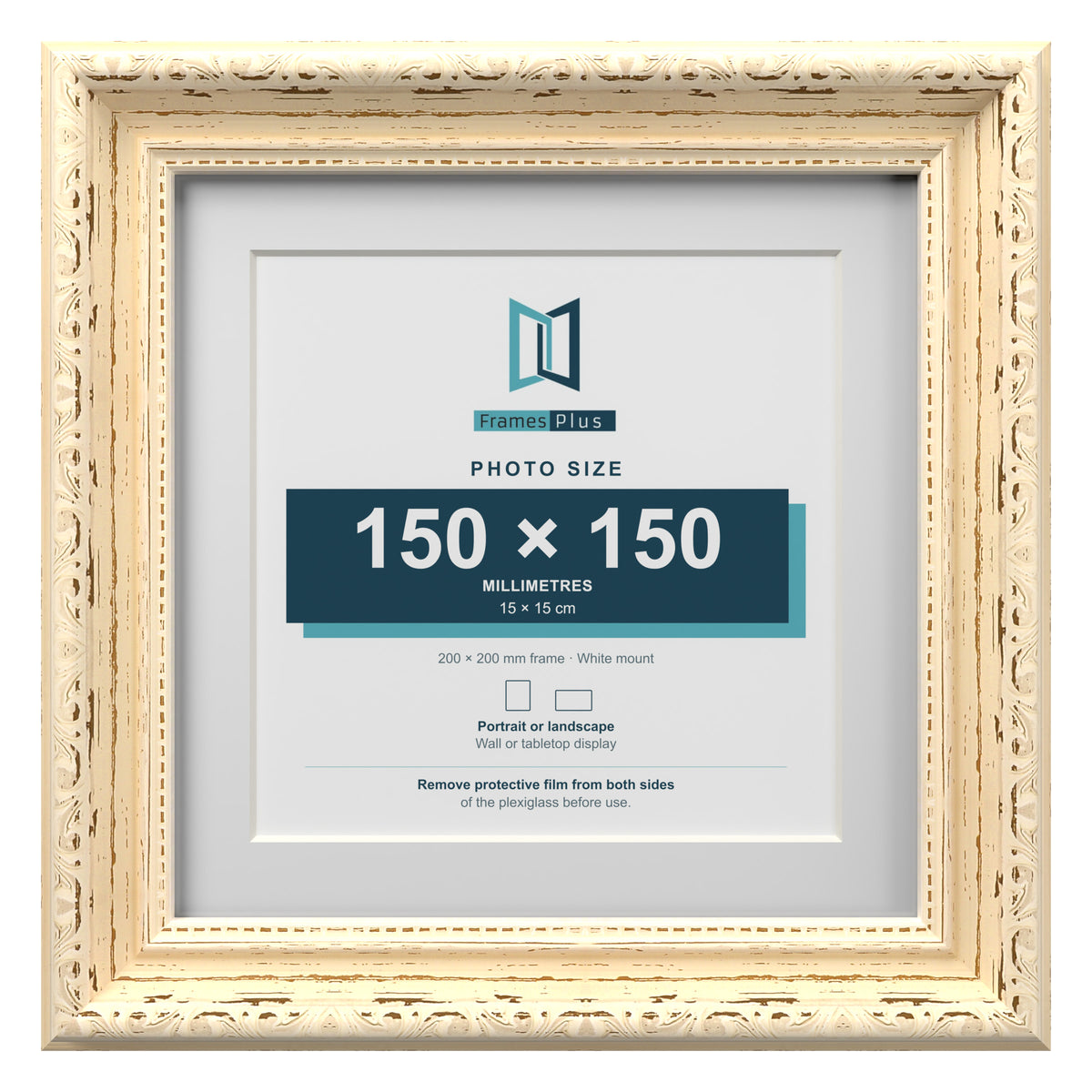 Louis Range Cream Picture, Photo & Poster Frame with White Mount - 20x20cm Frame for 15x15cm Photo, Cream