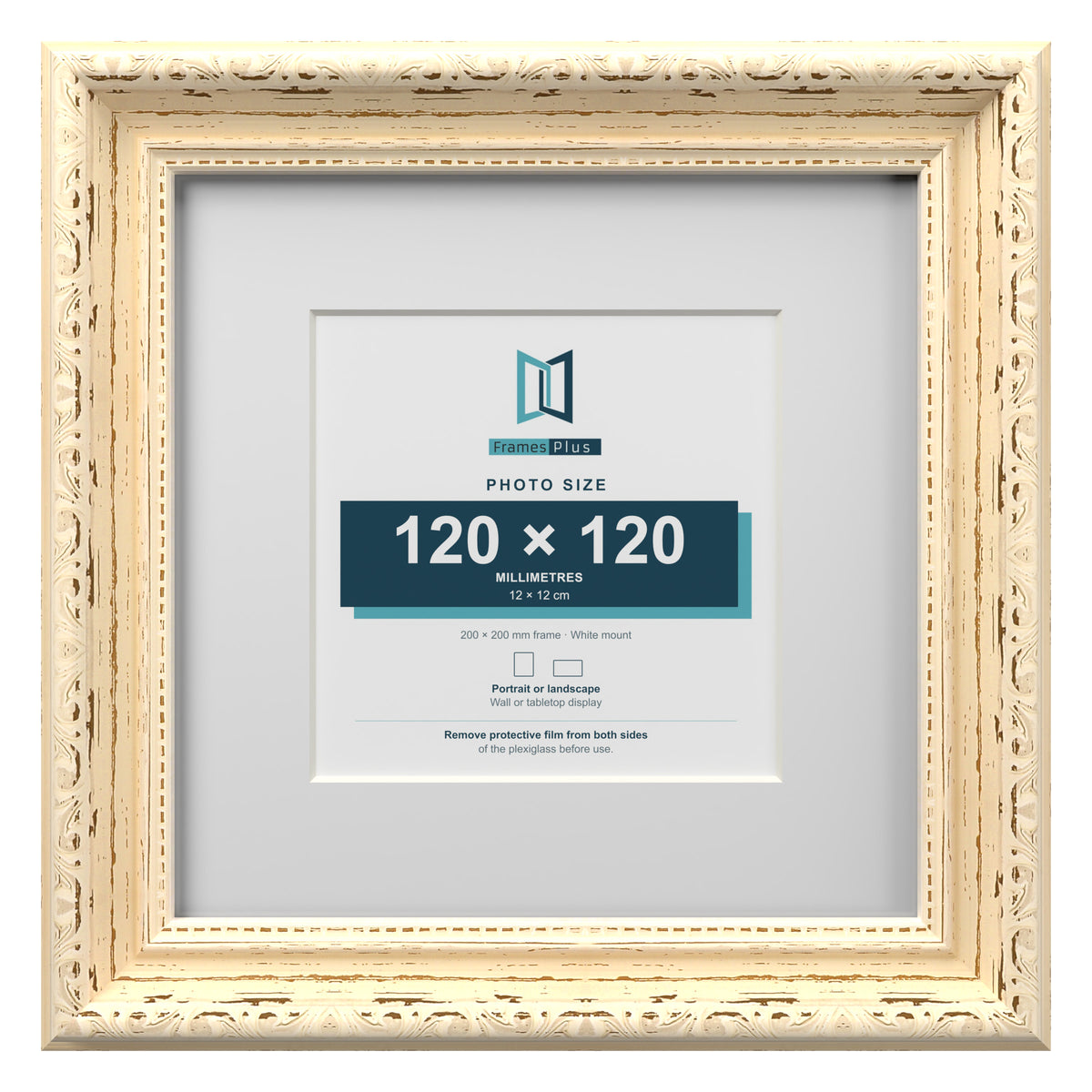 Louis Range Cream Picture, Photo & Poster Frame with White Mount - 20x20cm Frame for 12x12cm Photo, Cream