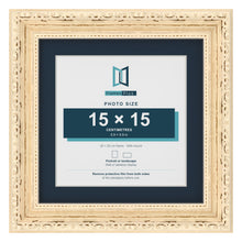 Louis Range Cream Picture, Photo & Poster Frame with Pacific Blue Mount - 20x20cm Frame for 15x15cm Photo, Cream