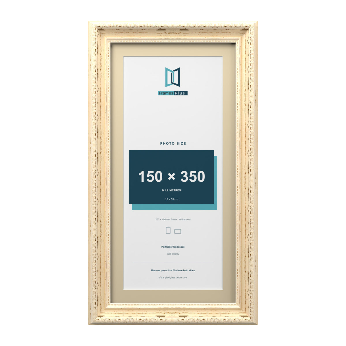 Louis Range Cream Picture, Photo & Poster Frame with Ivory Mount - 40x20cm Frame for 35x15cm Photo, Cream