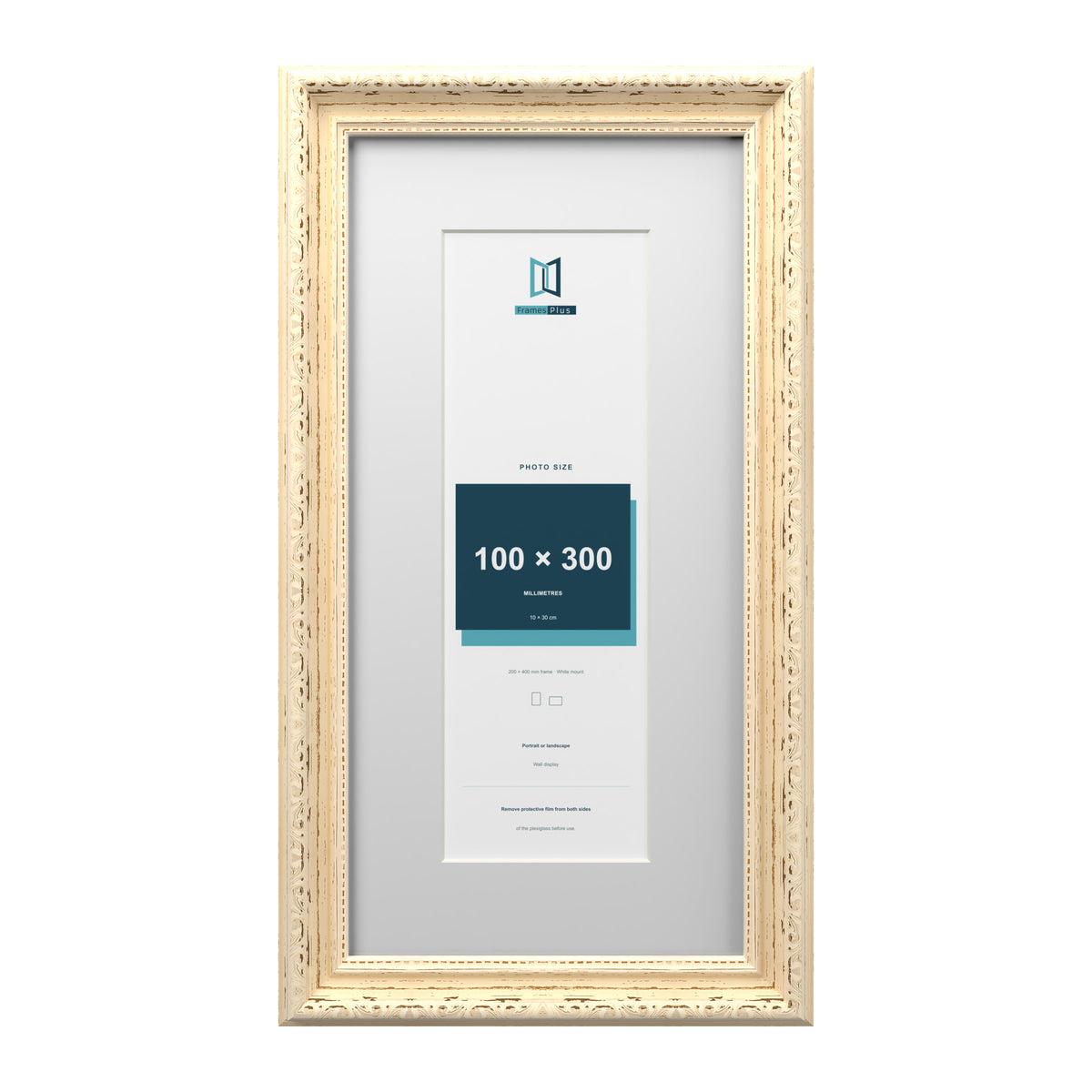 Louis Range Cream Picture, Photo & Poster Frame with White Mount - 40x20cm Frame for 30x10cm Photo, Cream