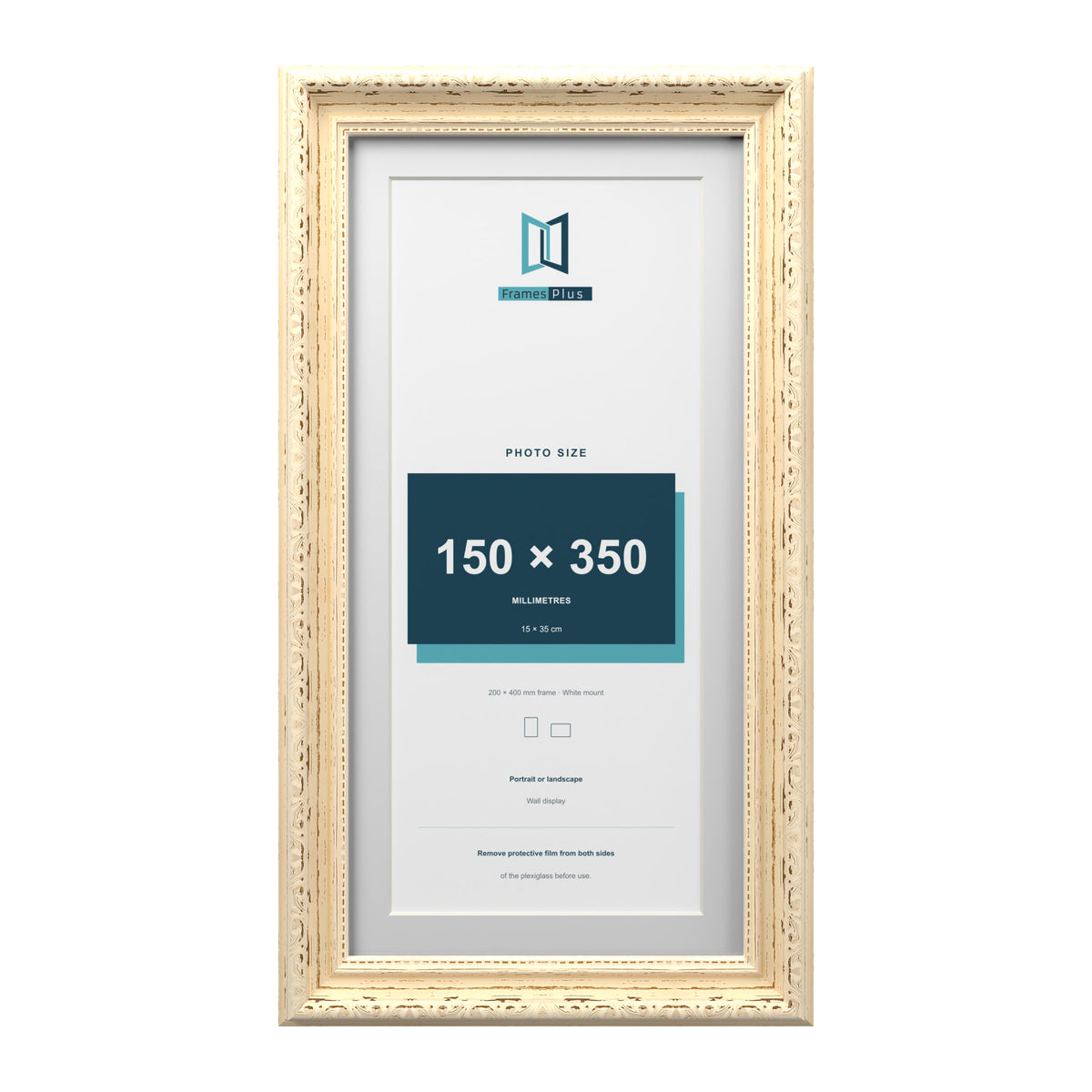 Louis Range Cream Picture, Photo & Poster Frame with White Mount - 40x20cm Frame for 35x15cm Photo, Cream