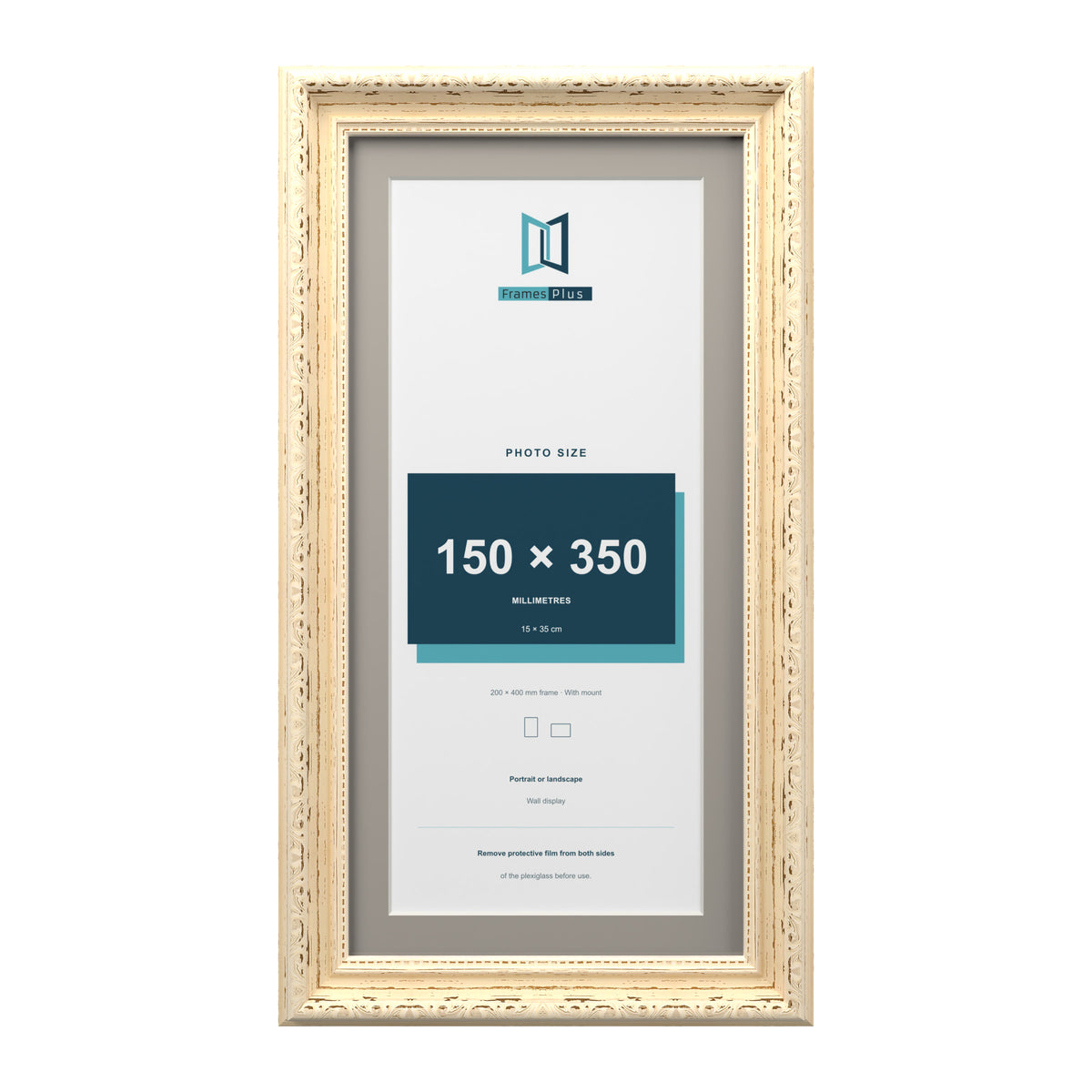 Louis Range Cream Picture, Photo & Poster Frame with Dawn Grey Mount - 40x20cm Frame for 35x15cm Photo, Cream