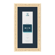 Louis Range Cream Picture, Photo & Poster Frame with Pacific Blue Mount - 40x20cm Frame for 30x10cm Photo, Cream