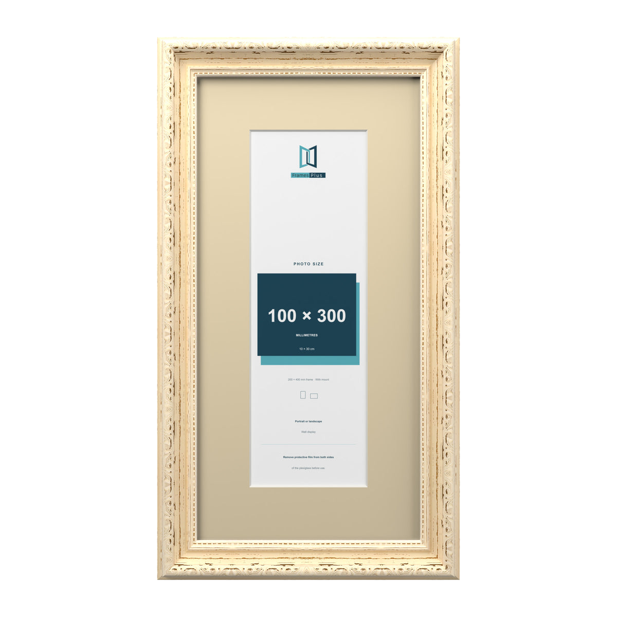 Louis Range Cream Picture, Photo & Poster Frame with Ivory Mount - 40x20cm Frame for 30x10cm Photo, Cream