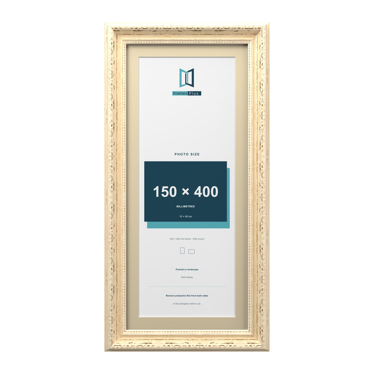 Louis Range Cream Picture, Photo & Poster Frame with Ivory Mount - 45x20cm Frame for 40x15cm Photo, Cream