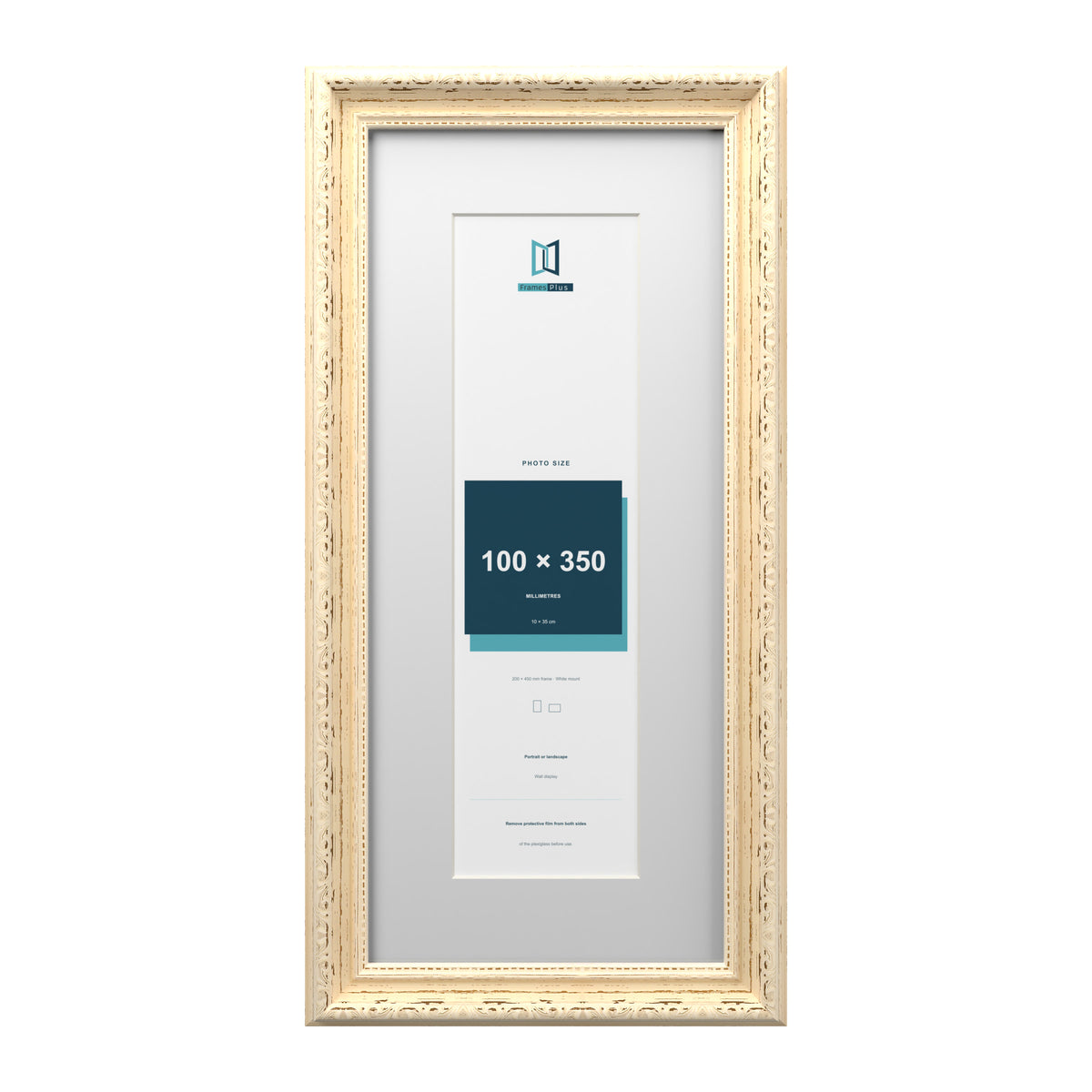 Louis Range Cream Picture, Photo & Poster Frame with White Mount - 45x20cm Frame for 35x10cm Photo, Cream