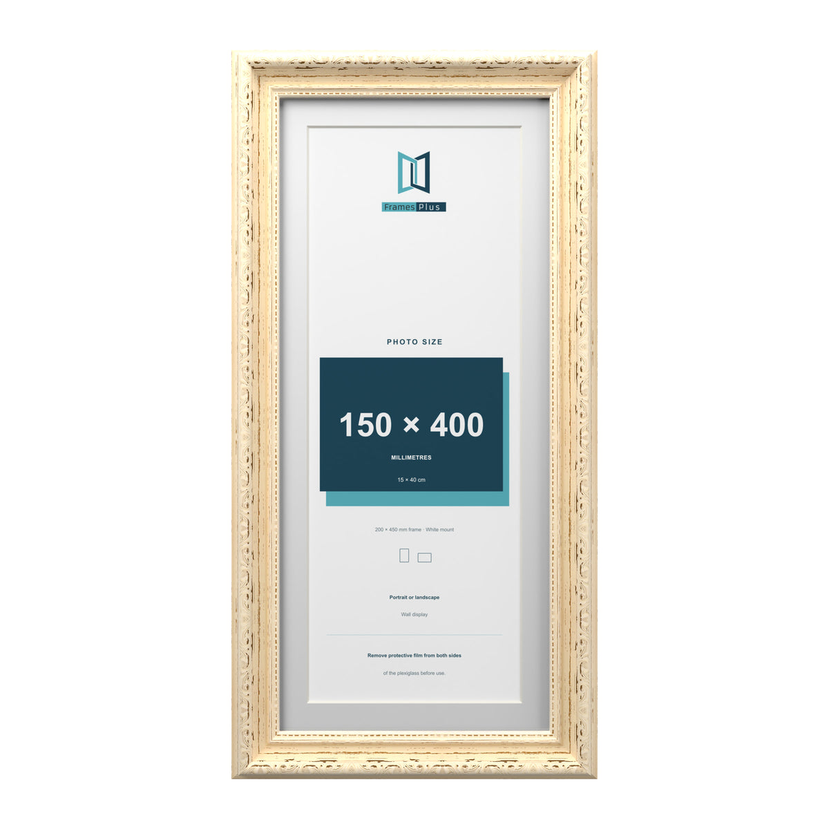 Louis Range Cream Picture, Photo & Poster Frame with White Mount - 45x20cm Frame for 40x15cm Photo, Cream