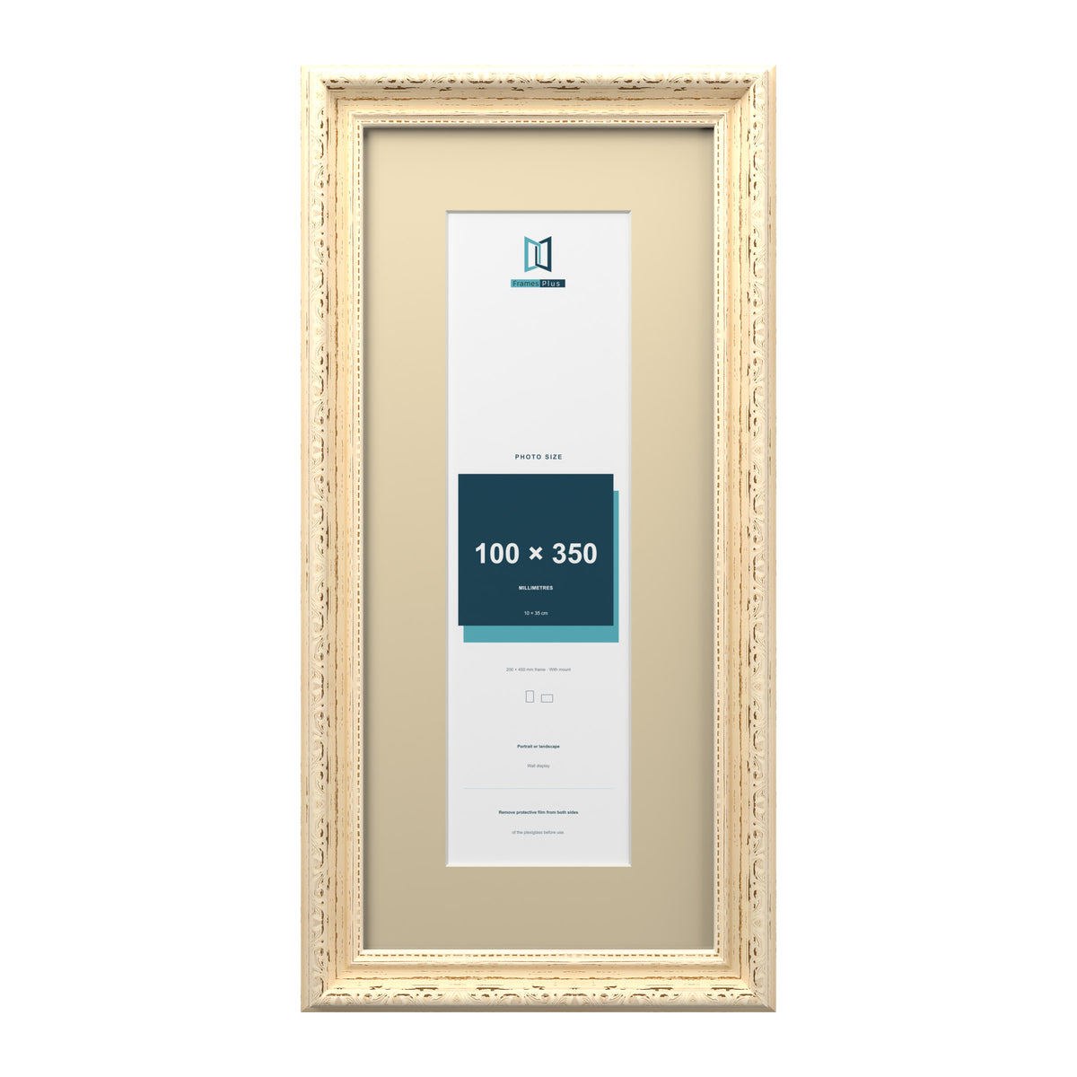 Louis Range Cream Picture, Photo & Poster Frame with Ivory Mount - 45x20cm Frame for 35x10cm Photo, Cream