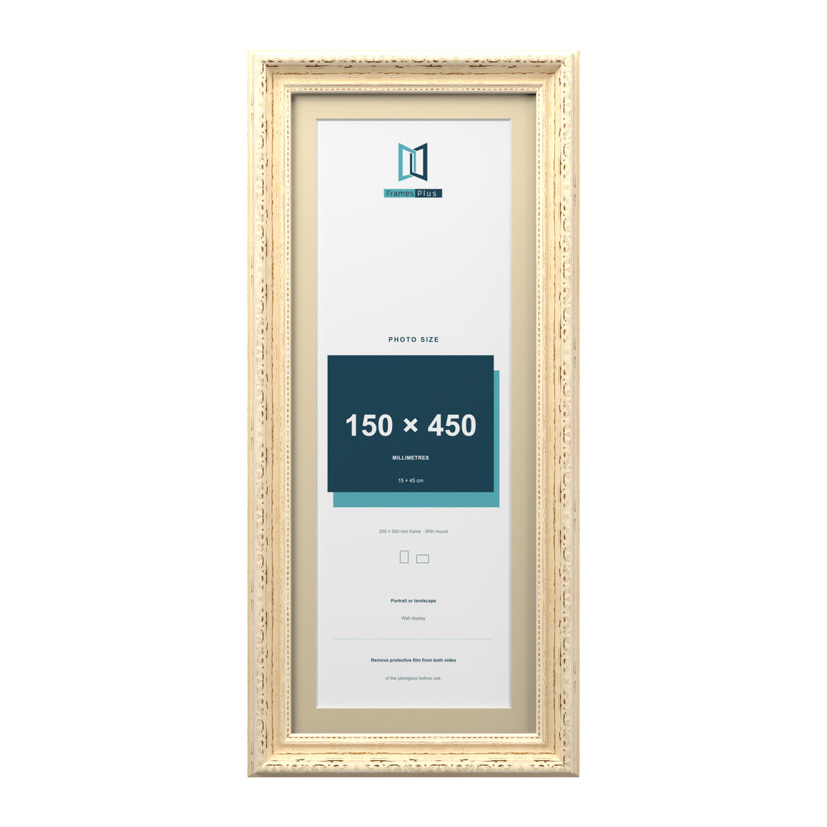 Louis Range Cream Picture, Photo & Poster Frame with Ivory Mount - 50x20cm Frame for 45x15cm Photo, Cream