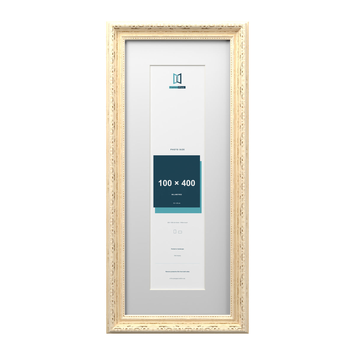 Louis Range Cream Picture, Photo & Poster Frame with White Mount - 50x20cm Frame for 40x10cm Photo, Cream