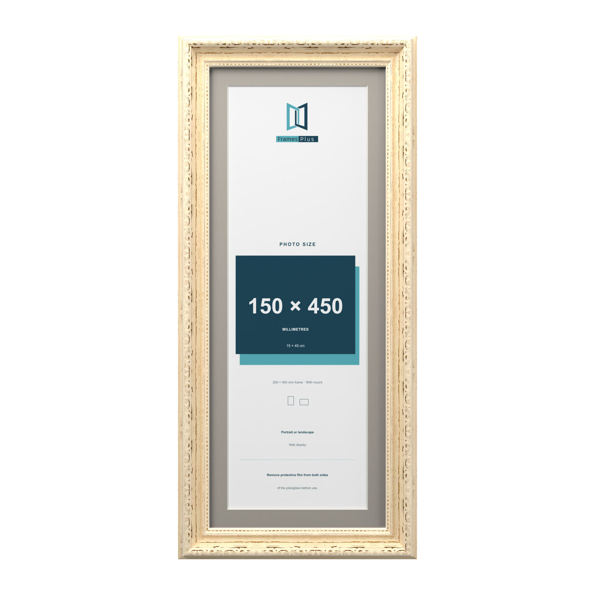 Louis Range Cream Picture, Photo & Poster Frame with Dawn Grey Mount - 50x20cm Frame for 45x15cm Photo, Cream