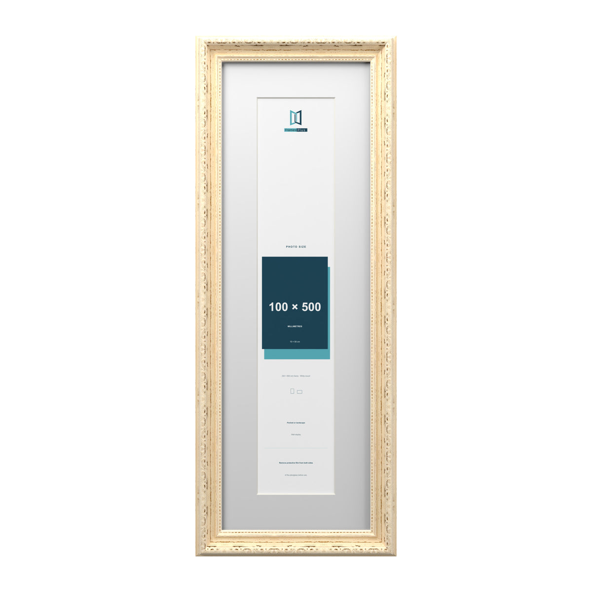 Louis Range Cream Picture, Photo & Poster Frame with White Mount - 60x20cm Frame for 50x10cm Photo, Cream