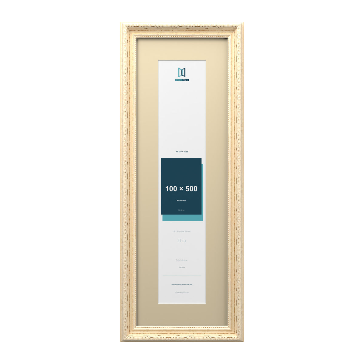 Louis Range Cream Picture, Photo & Poster Frame with Ivory Mount - 60x20cm Frame for 50x10cm Photo, Cream